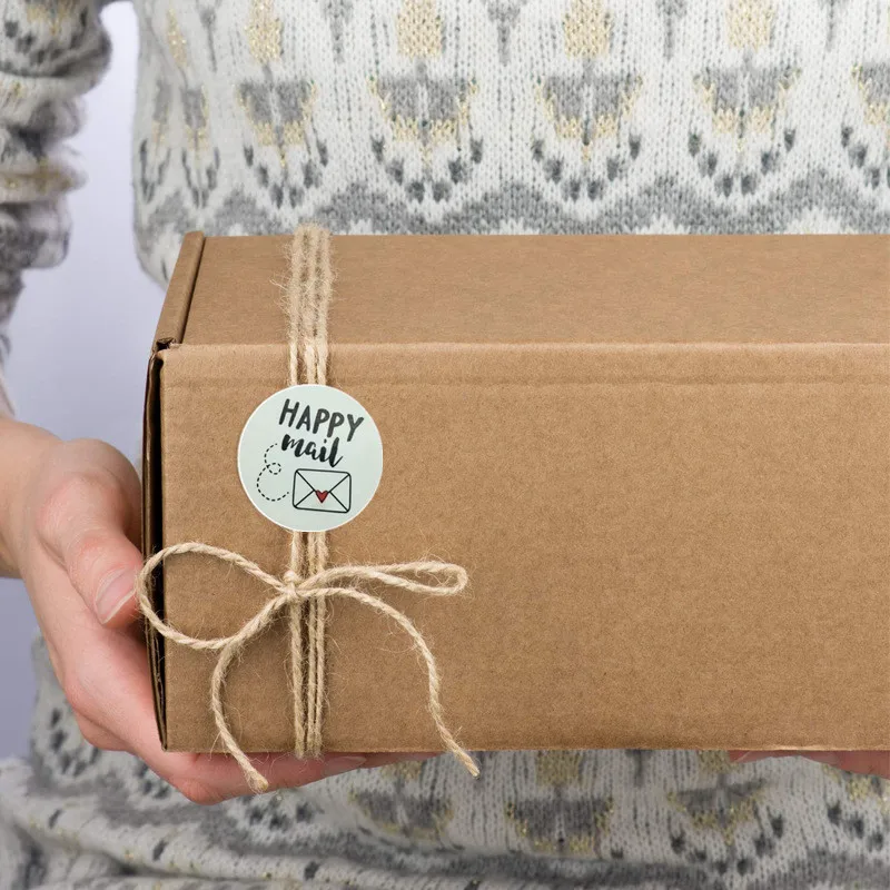 Pretty Color Happy Mail Stickers Thank You Sealing Labels Sticker 500pcs 1" for Small Business Gift Shipping Envelope Packaging