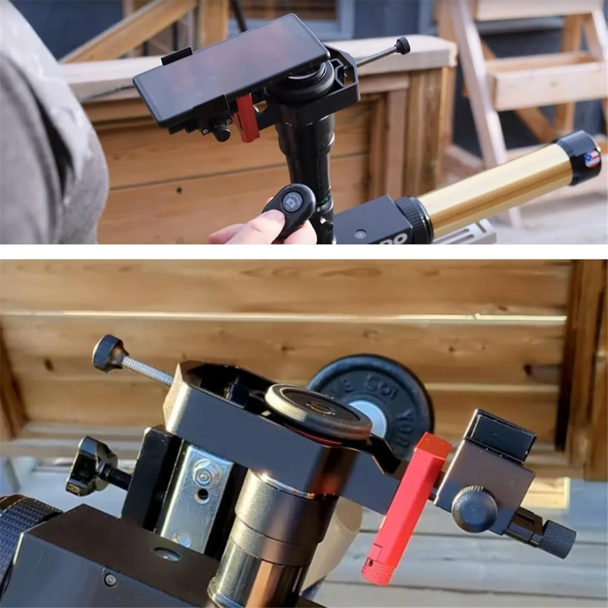 A44TUniversal Phone Scope Digiscope Adapter Metal Telescope Mount 3Axis Smartphone Holder for Spotting Scope with Remote