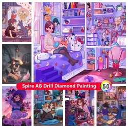 New Fantasy Girl AB Diamond Paintings Kits Embroidery Cartoon Cute Art Cross Stitch Mosaic Rhinestones Home Decor Christmas Gift