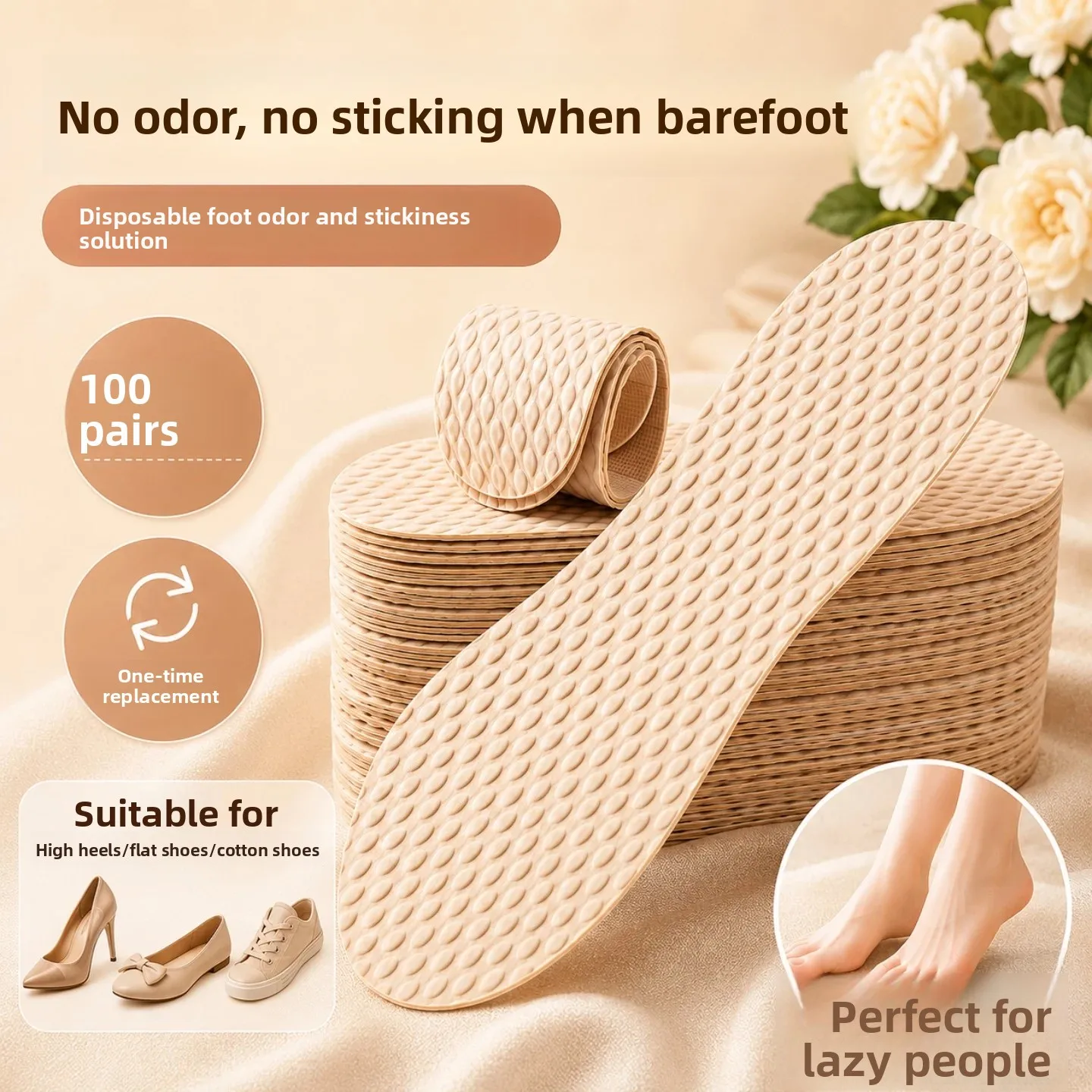 Disposable Shoe Insoles Sweat Absorbent Deodorant Breathable for Men And Women High Heels Military Training Universal Shoe In...