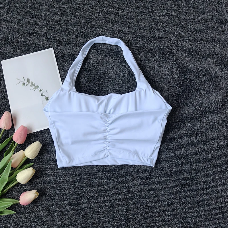 Halter Neck Sports Vest Chest Pads Shockproof Gathering Quick-Drying Fitness Yoga Top Beautiful Back Design Women's Underwe image 6