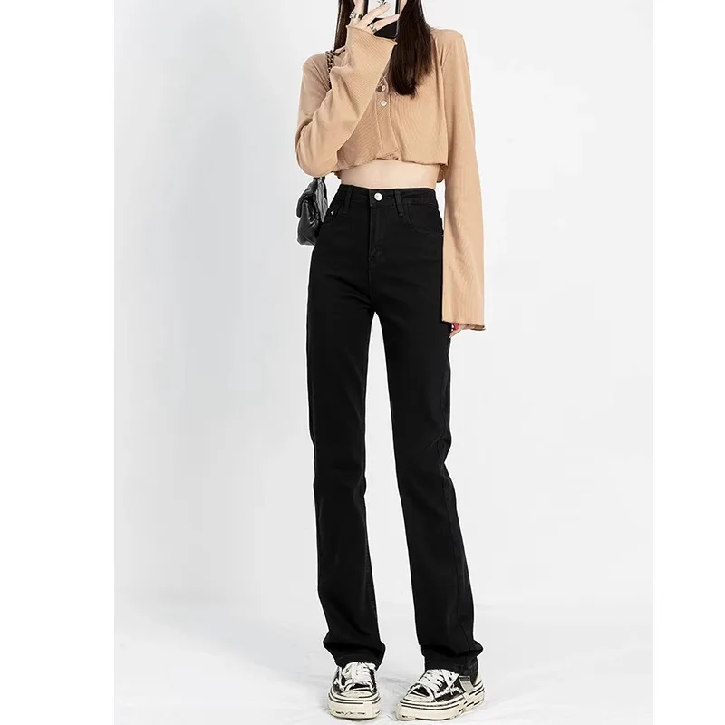 

High Waist Straight Leg Jeans Women's Spring Autumn New Versatile Slimming Smoke Tube Pants Narrow Version Wide Leg Pants