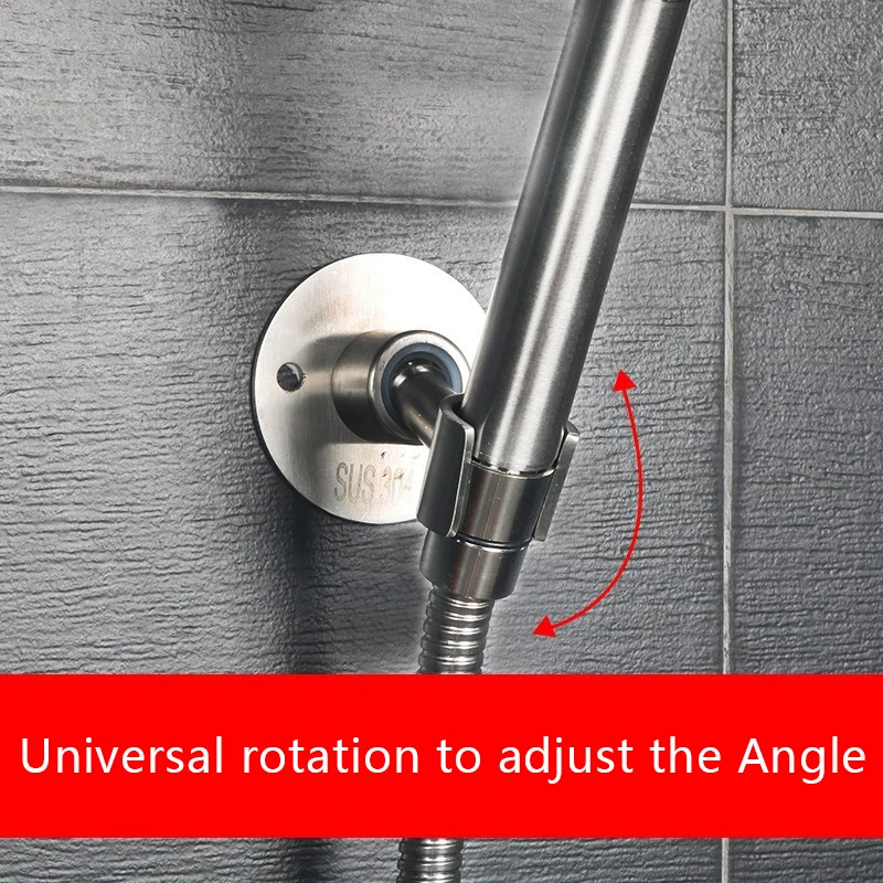 Stainless Steel Bathroom Easy Install Shower Head Holder Hotel With Screws Durable Heavy Duty Wall Mounted Home Adjustable Angle