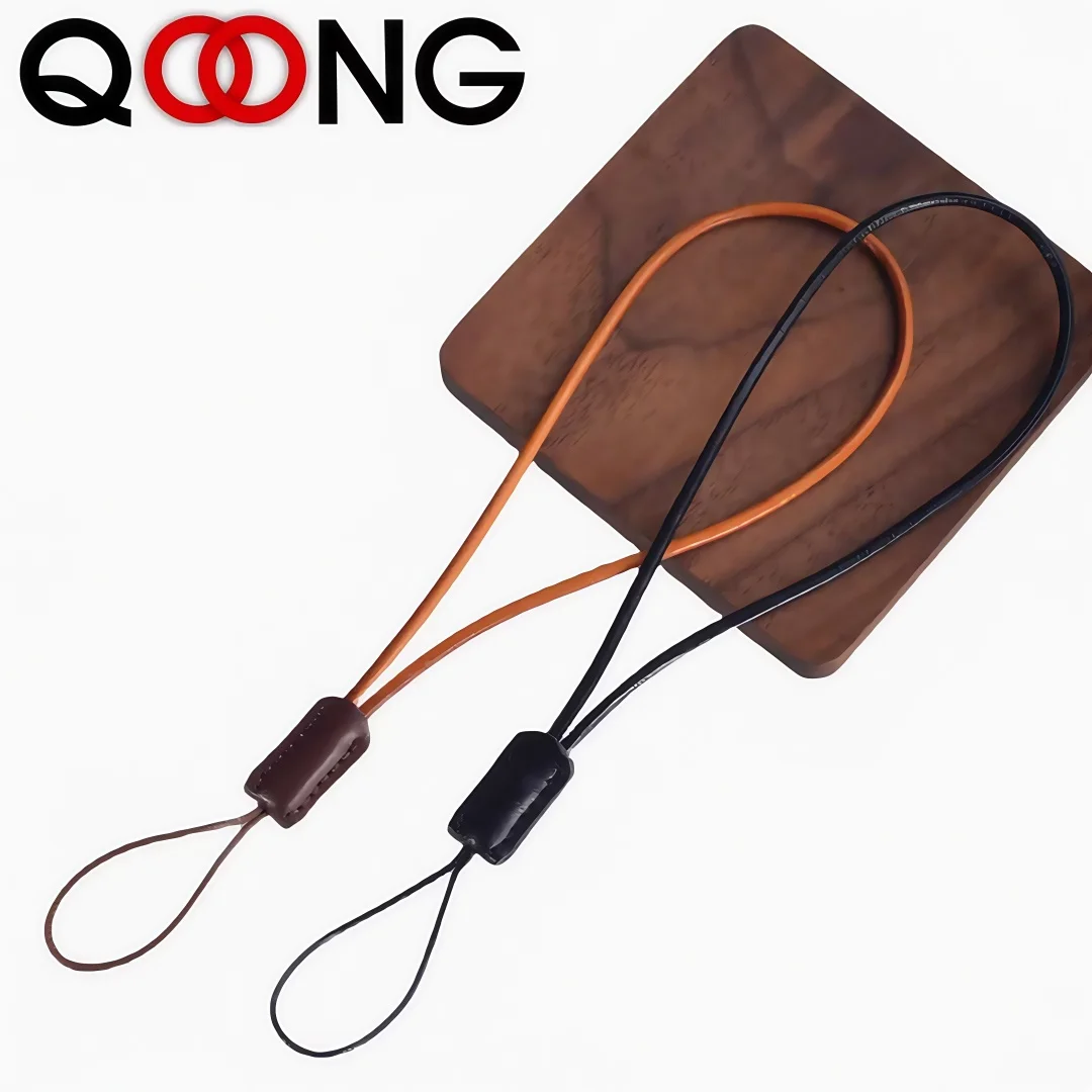 QOONG 13CM 19CM 45CM Genuine Leather Car Keychain Retro Manual Weaving Rope Key Chain Holder Calfskin Phone Lanyard Key Ring M01