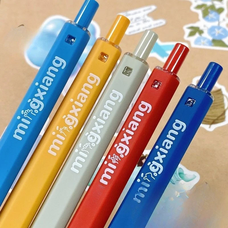 Popular Niche Retro Color Square Pen High Value Dopamine Press Neutral Simple Pen School Supplies Pretty Stationery Art Supplies