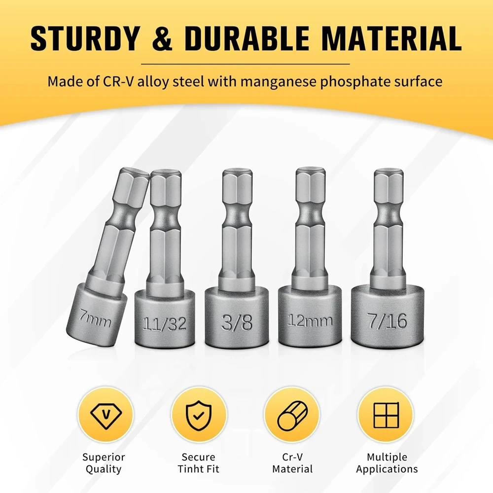 9/14PCS Powerful Socket Hexagonal Wrench Hexagonal Handle Screwdriver Socket Extension Rod Pneumatic Screwdriver Insert Tool Set gallery 2