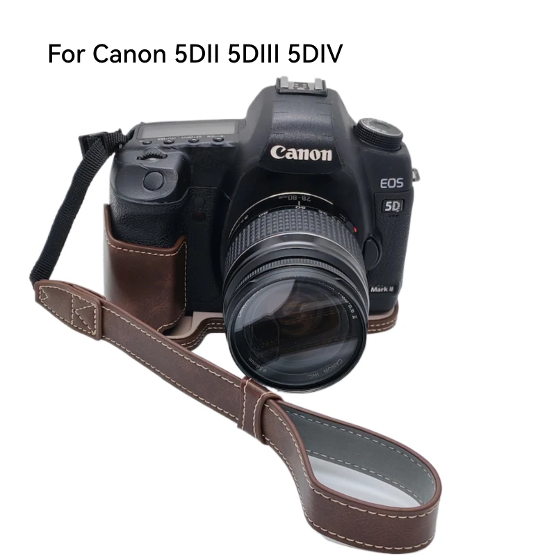 5DII PU Leather Case Half Body Cover Base For Canon EOS 5D Mark III IV 5D2 5D3 5D4 Bottom Shell Camera Bag