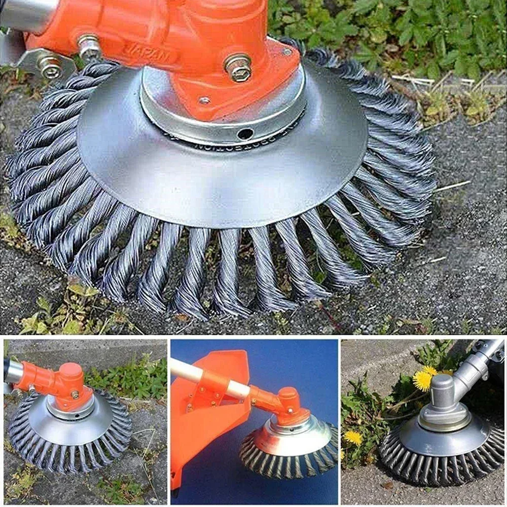 6/8 Inch Upgrade Weed Brush Cutter Head Lawn Mower Universal Grass Trimmer Head Steel Wire Wheel Brush Disc Garden Trimmer Heads