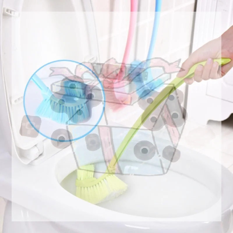 【CC】Curved Toilet Brush With Stiff Dense Bristles Nonslip Long Handle Perfect For Household Bathroom Deep Cleaning