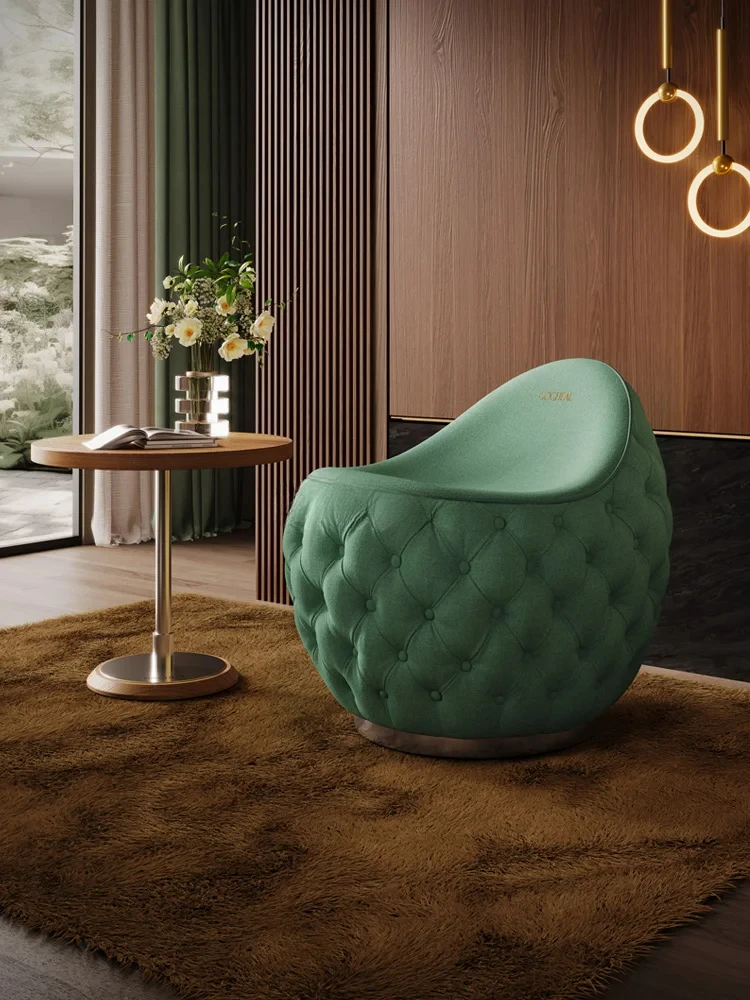 Chenier Stoff Freizeitstuhl Wohnzimmer Balkon Designer Kreativer eiförmiger Einzelstuhl