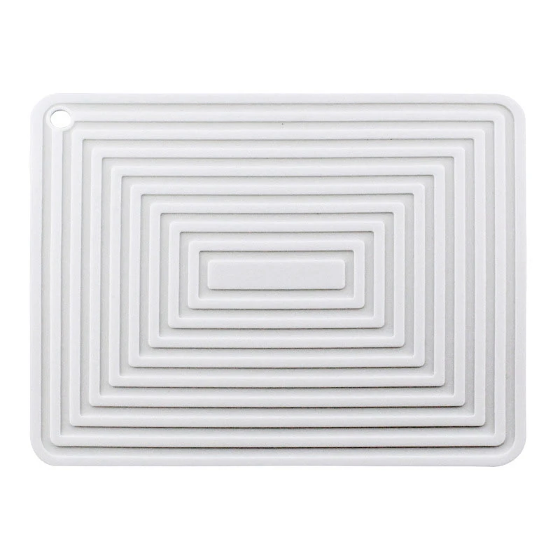 Large Silicone Pot Holder Square Thick Heat Insulation Pad Non-Slip Corrugated Kitchen Table Mat(White)