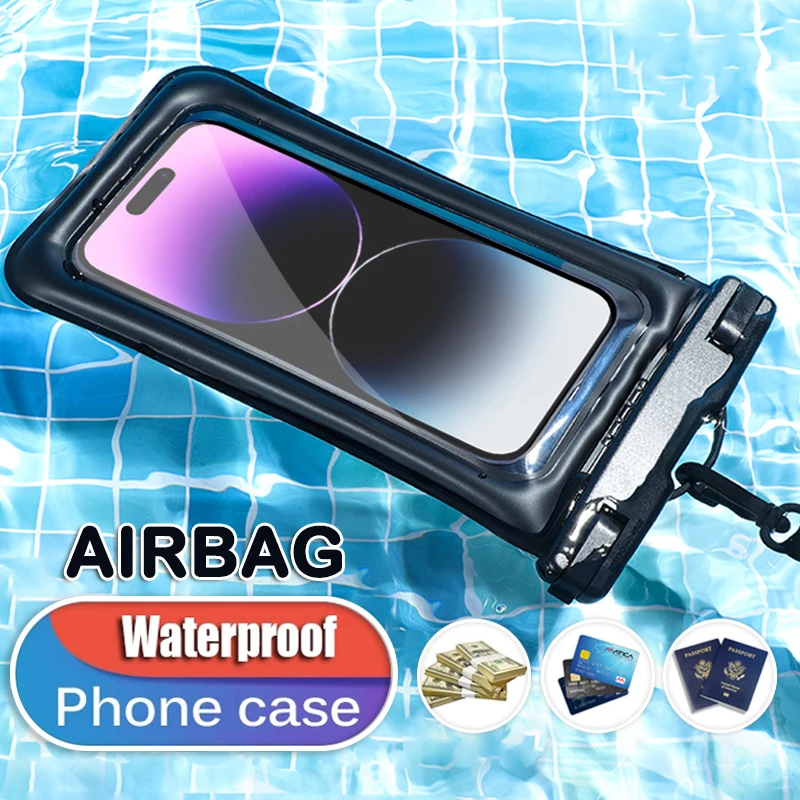 360 °   Volle Abdeckung Air Fall Wasserdichte Schwimmen Tasche Telefon Fall Für iPhone 16 15 14 13 12 Samsung S22 S23 S24 Xiaomi Redmi Telefon Abdeckung