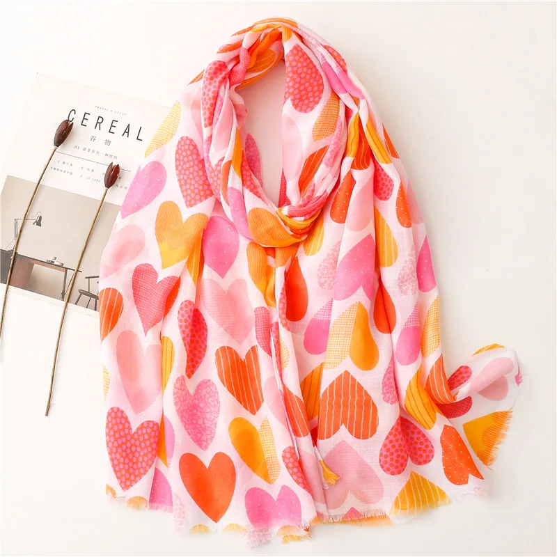 

Silk Scarf Spring Korean Edition 2022 Colorful Loving Gauze Scarf Bib Sunscreen Shading Cotton Hemp Scarf Thin Shawl