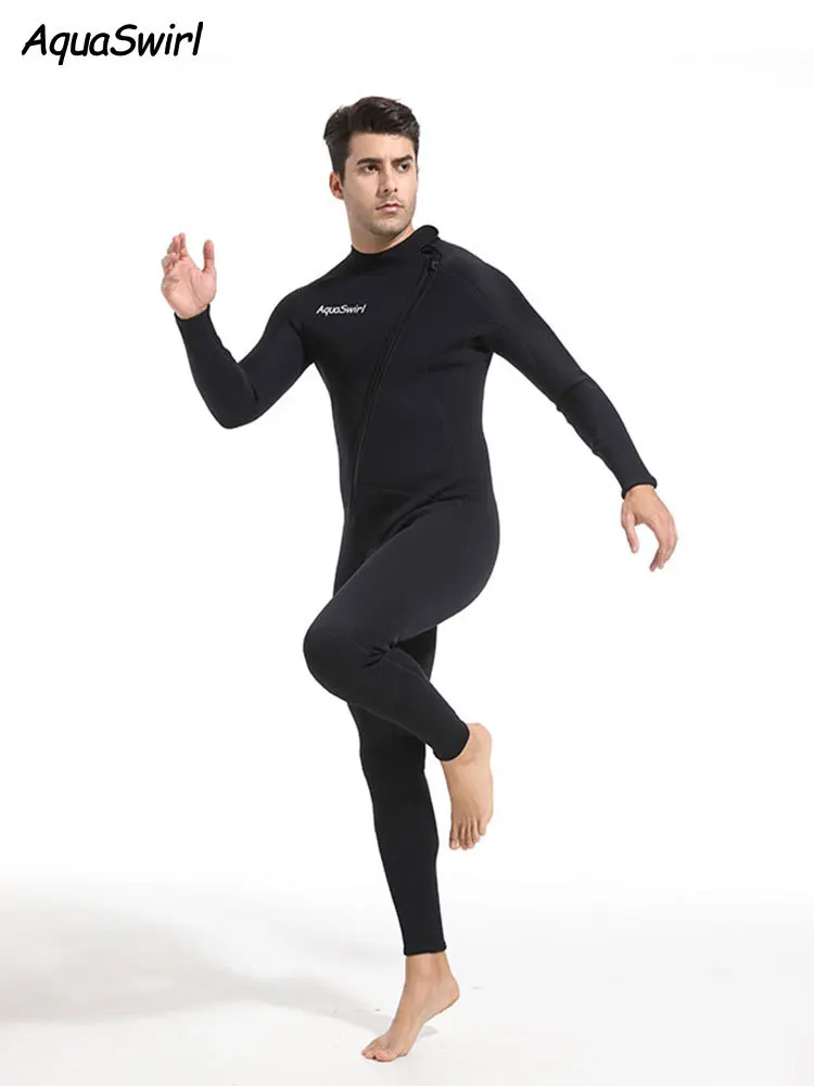 3mm Men\'s Scuba Dive Suit Neoprene Swimsuit Front Zip Wetsuit Keep Warm Diving Surfing Snorkeling Kayaking Full Body Swimwear