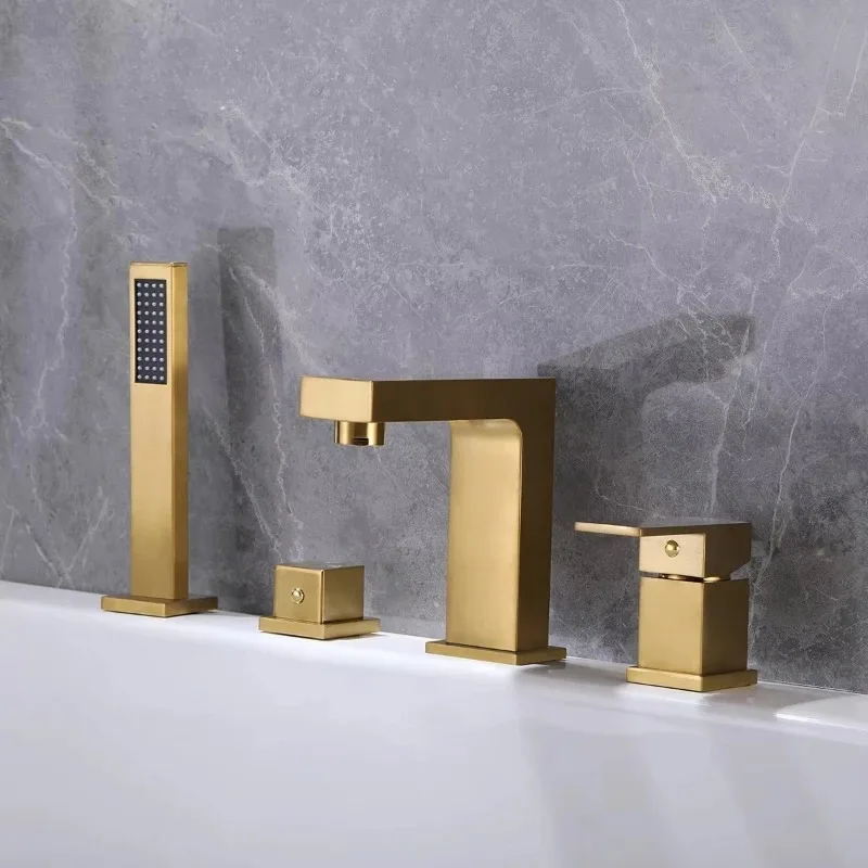 

Заводская цена 59, латунный смеситель для ванны, матовое золото, смеситель для ванной комнаты, взрывозащищенный водопровод, набор смесителей для раковины, мягкая ванная комната
