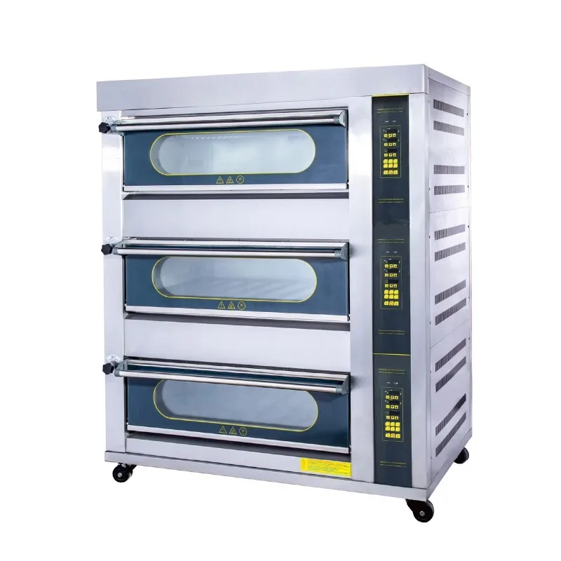 Intelligent Industrial Gas Oven 3 Deck 6 Tray for Bread Food Shop Baking Equipment with Motor Core Custom
