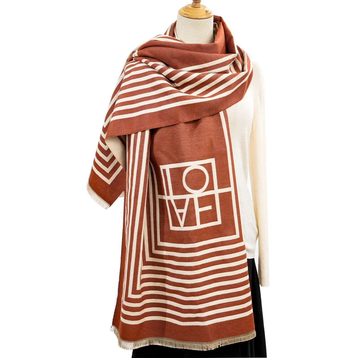 

2025 New High Quality Imitation Cashmere Women's Scarf with Advanced Light Luxury Geometric Patterns for Outer Cover with Shawl