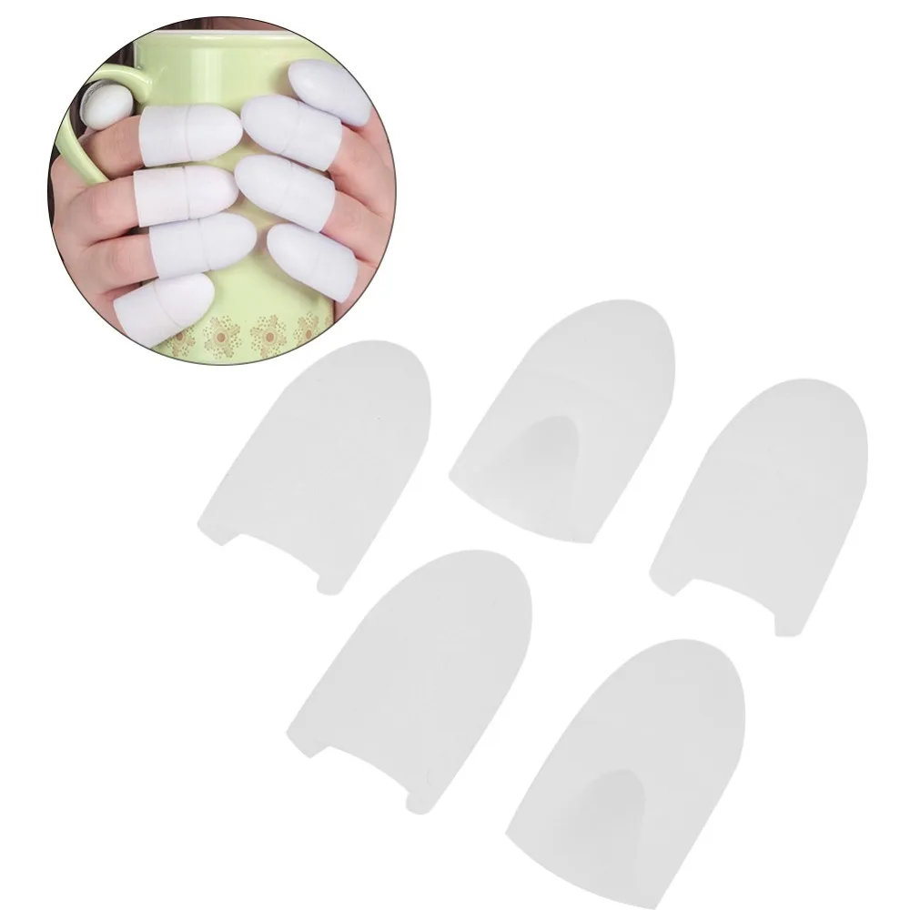 5pcs White Nail Polish Removal Clips Stretchable Design Silicone Prick Resistant Nail Guard UV Protection