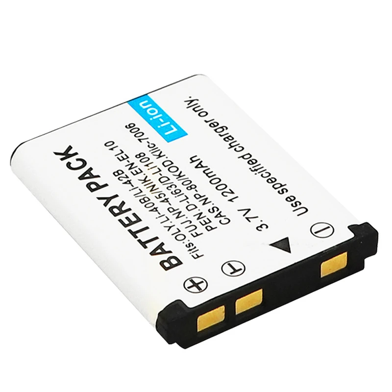 Rechargeable Lithium Battery 3.7V 1200mAh Li-40B Li 40B Li-42B Li 42B Battery For NP-45 NP 45 NP 45A 45B 45S EN-EL10 1Pcs