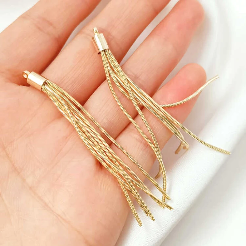 3 PCS 14K Copper Clad Gold Copper Tassel Earrings Minimalist Semi Finished Pendant Handmade DIY Jewelry Accessories Materials