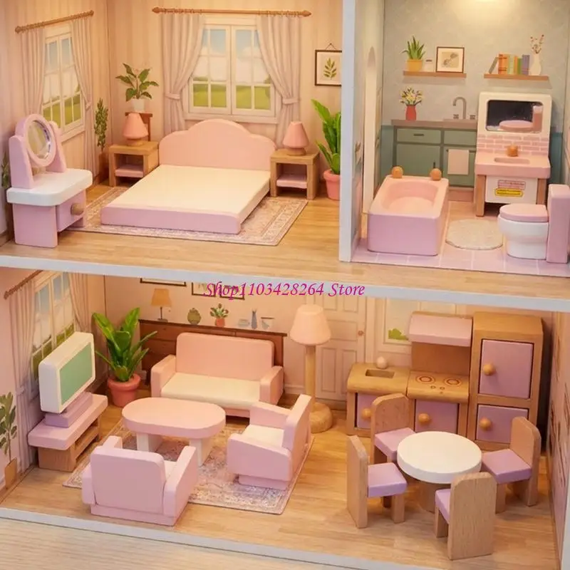  Pack of 22 Toy Furniture Set for Children Role Playing Game Fun Photo Props