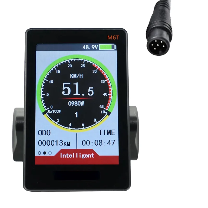 

N17R M6T Electric Bike LCD Display Meter 24V 36V 48V 60V Universal E Scooter LCD Panel Color Screen with USB for E-Bike(6PIN)