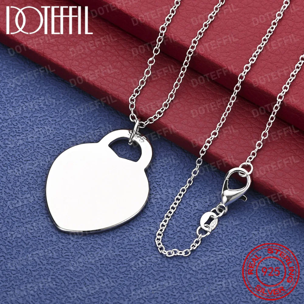 

925 Sterling Silver Heart Pendant Necklace For Women Man Wedding Engagement Party Charm Jewelry