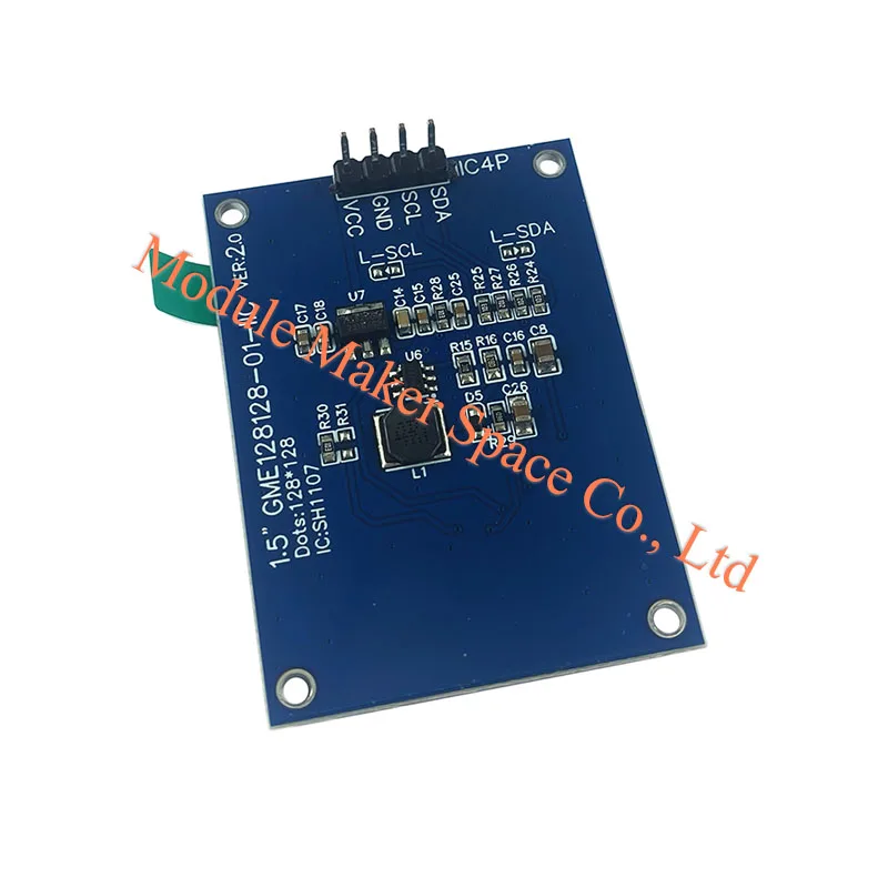1.5 Inch OLED Display Module 128x128 SH1107 Monochrome White - 4Pin I2C / 7Pin SPI / 9Pin with Font Chip Small LCD Screen Module