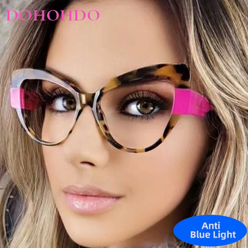 

Trendy Vintage Big Frame Cat Eye Eyeglasses Men Women Brand Designer TR90 Optical Spectacle Blue Light Blocking Glasses Lentes