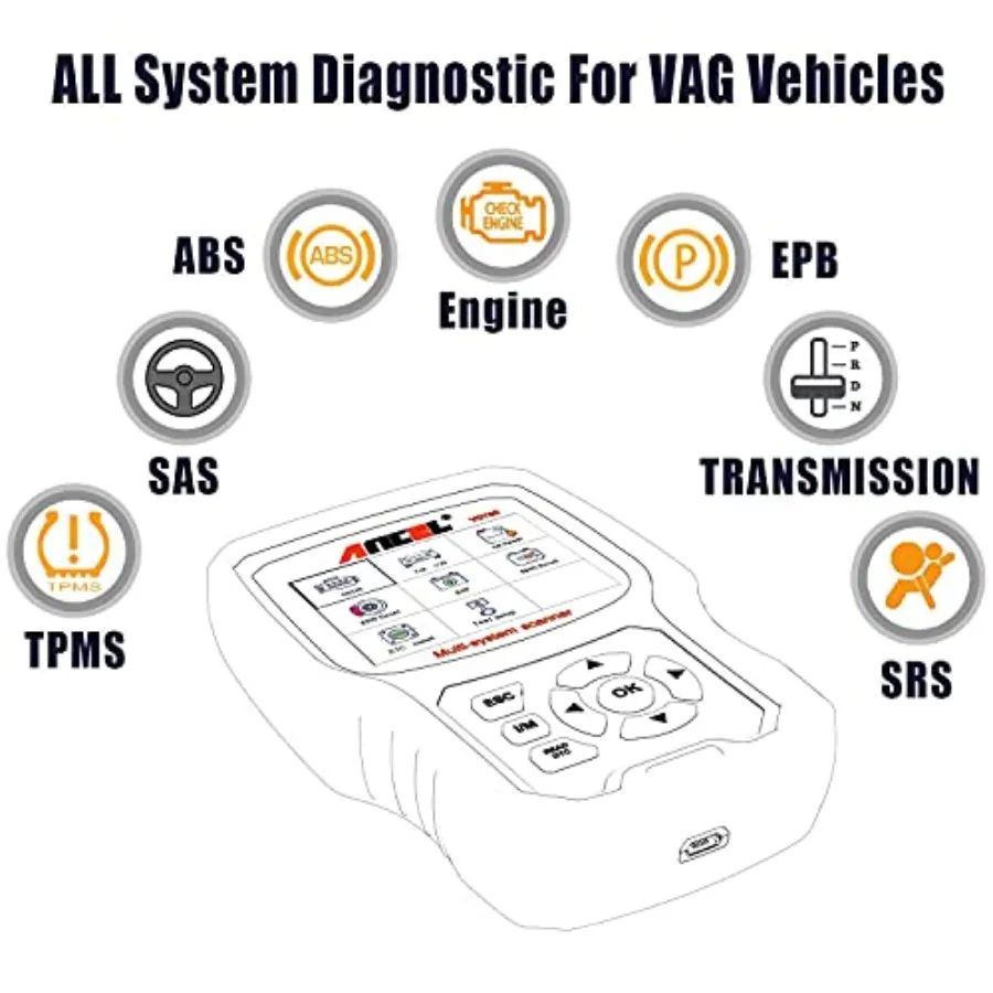 VD700 OBD2 Scanner for VAG Vehicles with Comprehensive Diagnostic Capabilities Including Oil Reset TPMS EPB TPS SAS Injec