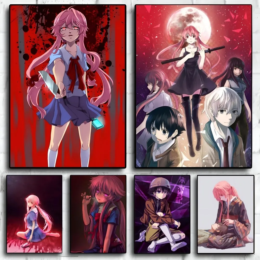 1PC The Future Diary Poster Self-adhesive Art Waterproof Paper Sticker Coffee House Bar Room Wall Decor