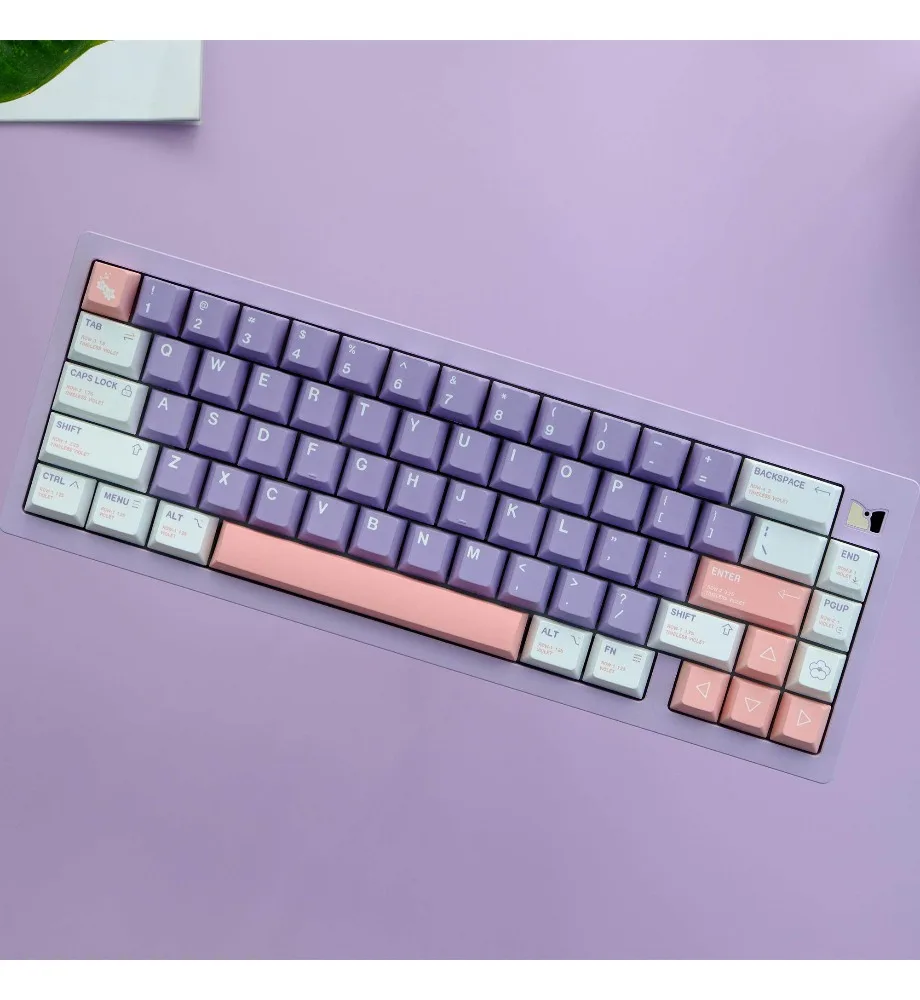 Keycap personality sublimation process suitable for a variety of mechanical keyboards violet keycap 129 key PBT material