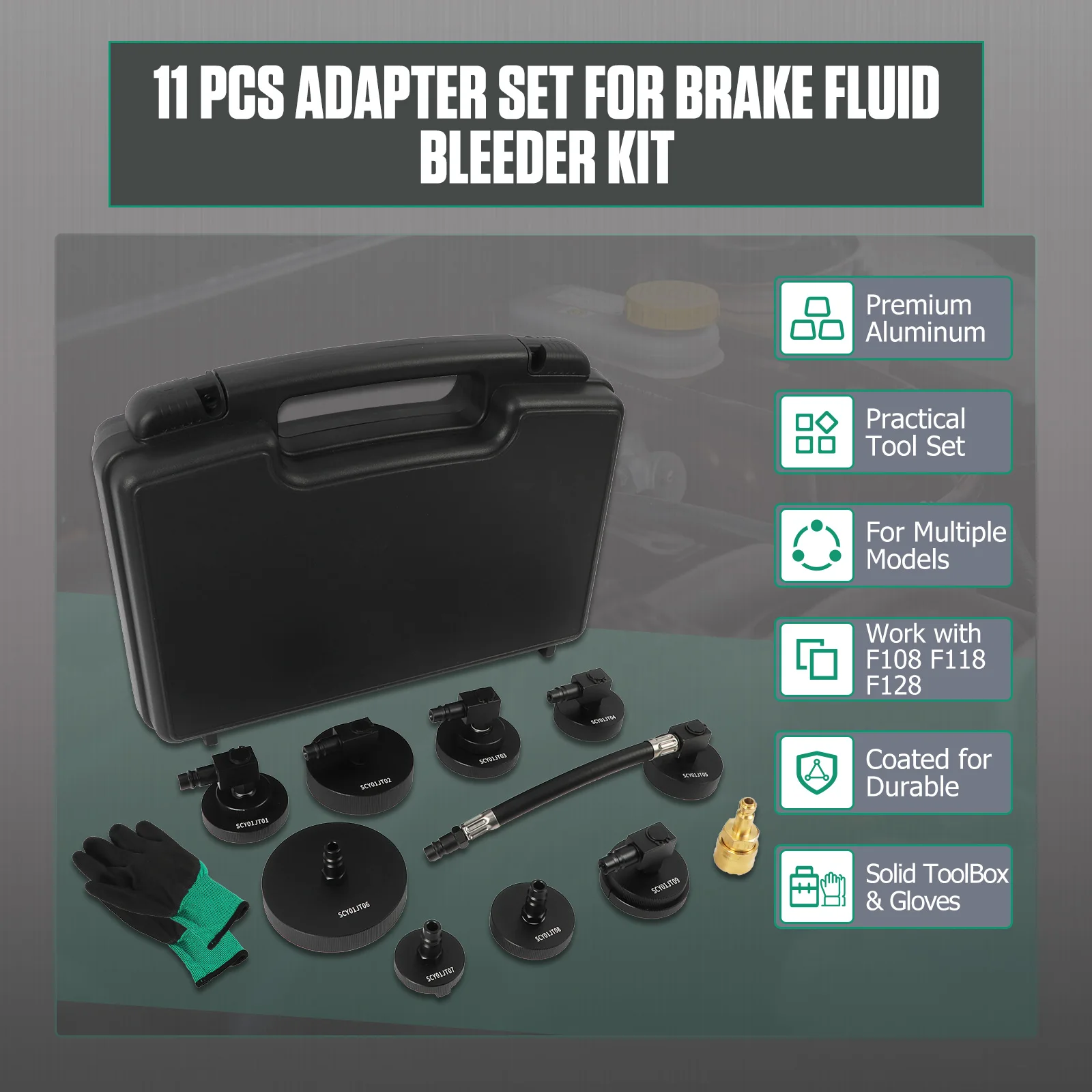 Brake Fluid Bleeder Adapter Kit 10Pcs Master Cylinder Bleeder Tool Kit for Most Car Brake Fluid Bleeding or Refilling