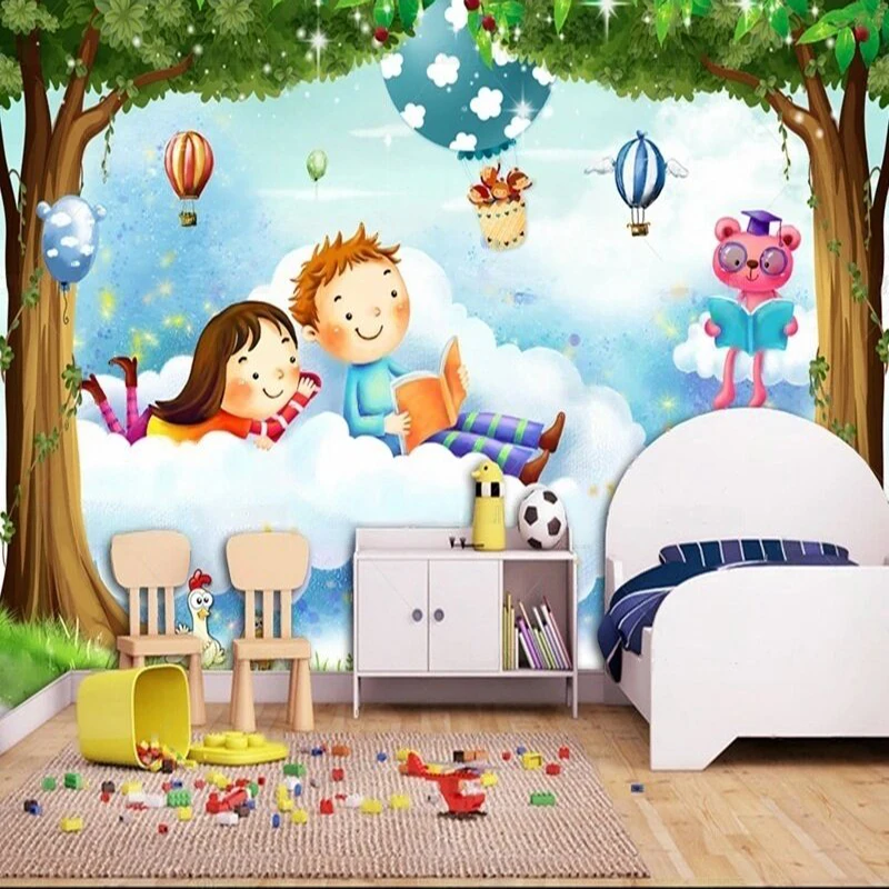 Modern romantic couple room beautiful tree view children's room TV luxurious home decoration background and wall paintings paper