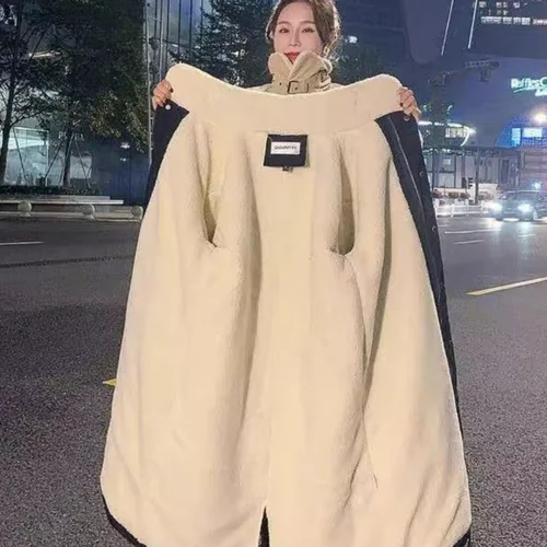 두꺼운 면 재킷 긴 여성용 양털 중간 길이 두꺼운 여성용 큰 사이즈 따뜻한 면 재킷 면 코트 면 재킷 