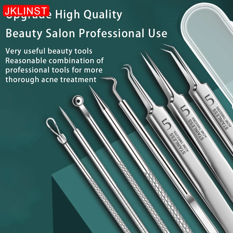 

8pcs Blackhead Tweezers, Beauty Salon Professional Use Acne Needle, Acne Cell Removal Tweezer, Eyebrow Straight Oblique clip