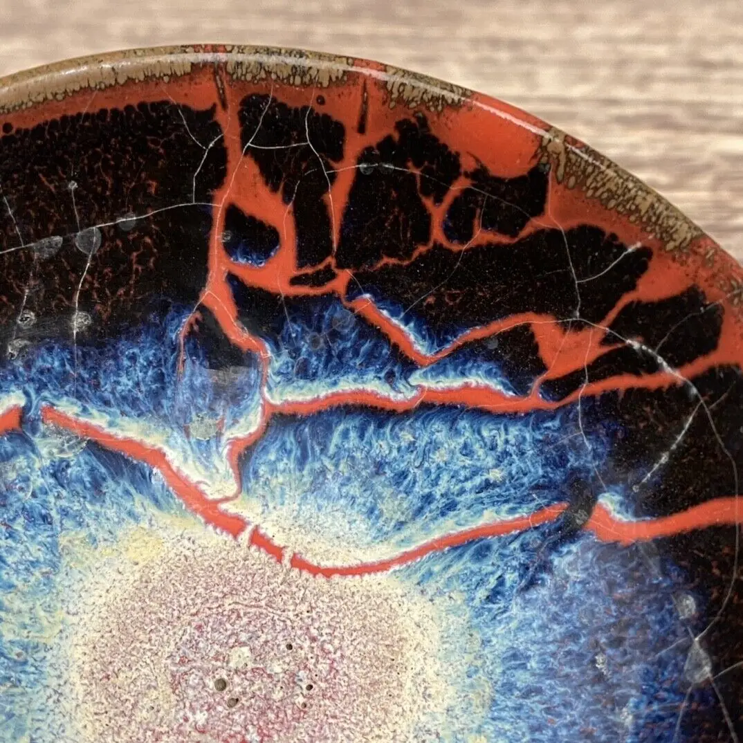 3.7 "الصين العتيقة سلالة سونغ الخزف جيانشان علامة وعاء الشاي الأزرق فامبي