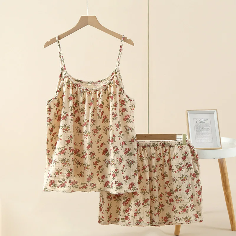 Simple Summer Summer Thin Female Casual Wearing Shorts Suit Cool Comfortable Stylish Printed Pajamas