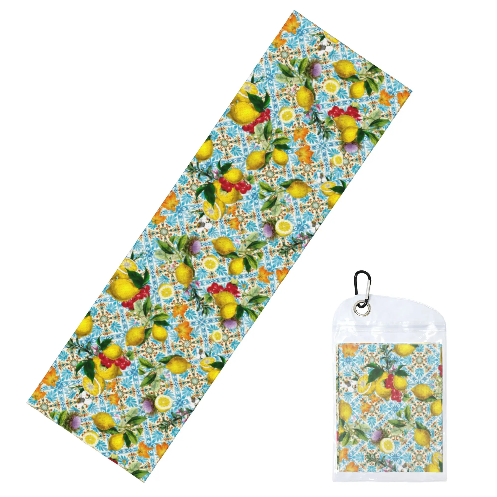 Sicilian Lemons And Romantic Tiles Cottagecore Cold Exercise Towel  Yoga And Fitness Running Outdoor Activities Camping Towels