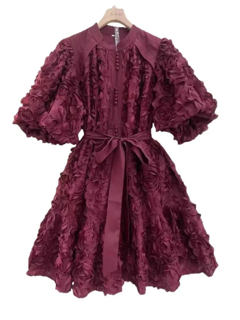 

Лето 25, винтажная тяжелая юбка трапециевидной формы с высокой талией и 3D розами Bubble Sve, милая пышная юбка Dr из полиэфирного волокна