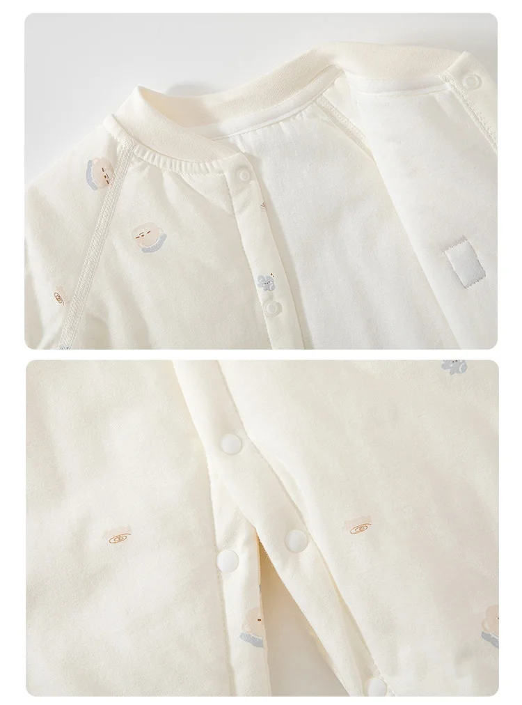 Herbstlicher Casual-Baby-Body mit Blumenmuster, Langarm-Jumpsuit für Jungen und Mädchen, Gefütterter Warmer Einteiler für Säuglinge – Detail 9