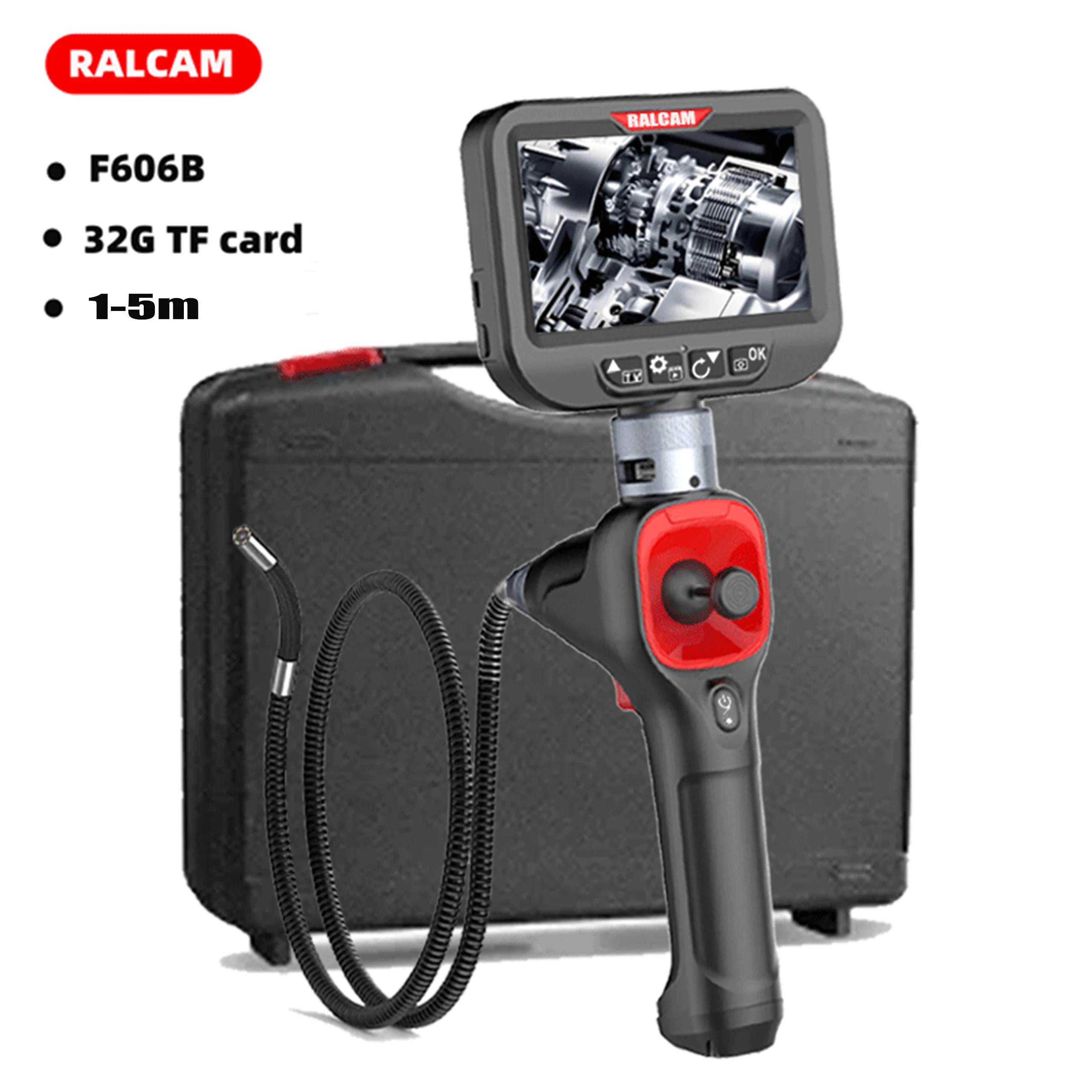 RALCAM Articulating 720° Endoscope 6.5mm Inspection Camera Cameras with 6 LED, IP67 Waterproof For Automotive inspections