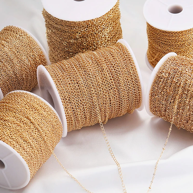 

5M Gold/Sliver/Bronze Plated Necklace Chain for Jewelry Making Findings High Quality Necklace Chains Materials Handmade Supplies