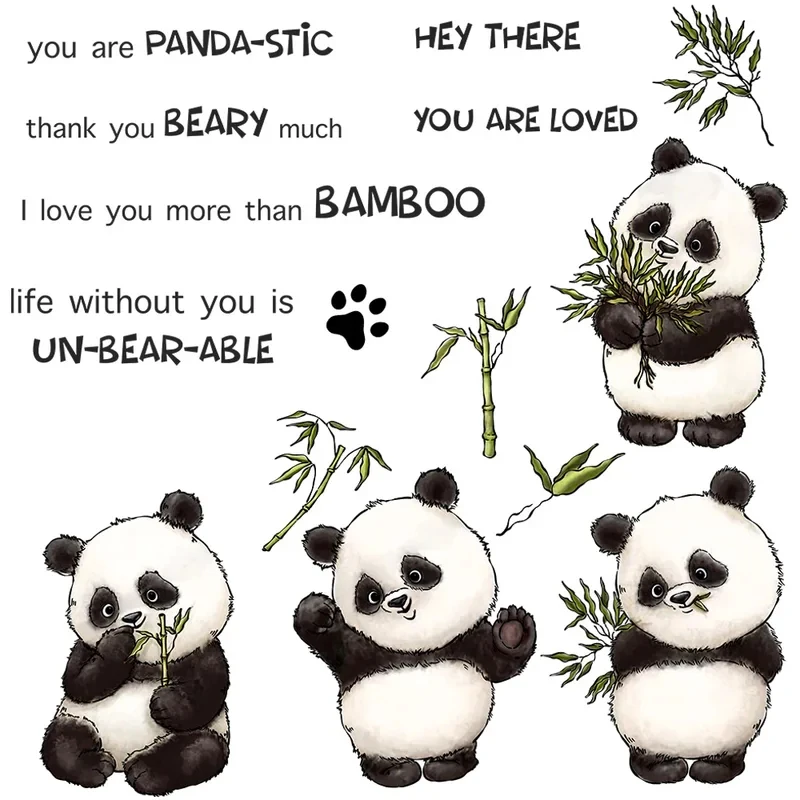

Kawaii Panda And Bamboo Metal Cutting Dies Clear Stamps DIY Scrapbooking Supplies Cut Dies Silicone Stamps For Cards
