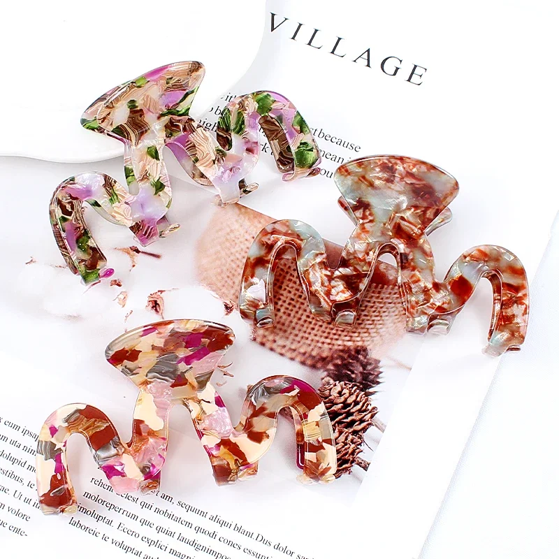 2023 Acetate M Shape Geometry Women's Hair Clips Leopard Print Claw Ponytail Girls Barrettes Hairpin Korean Hair Accessories