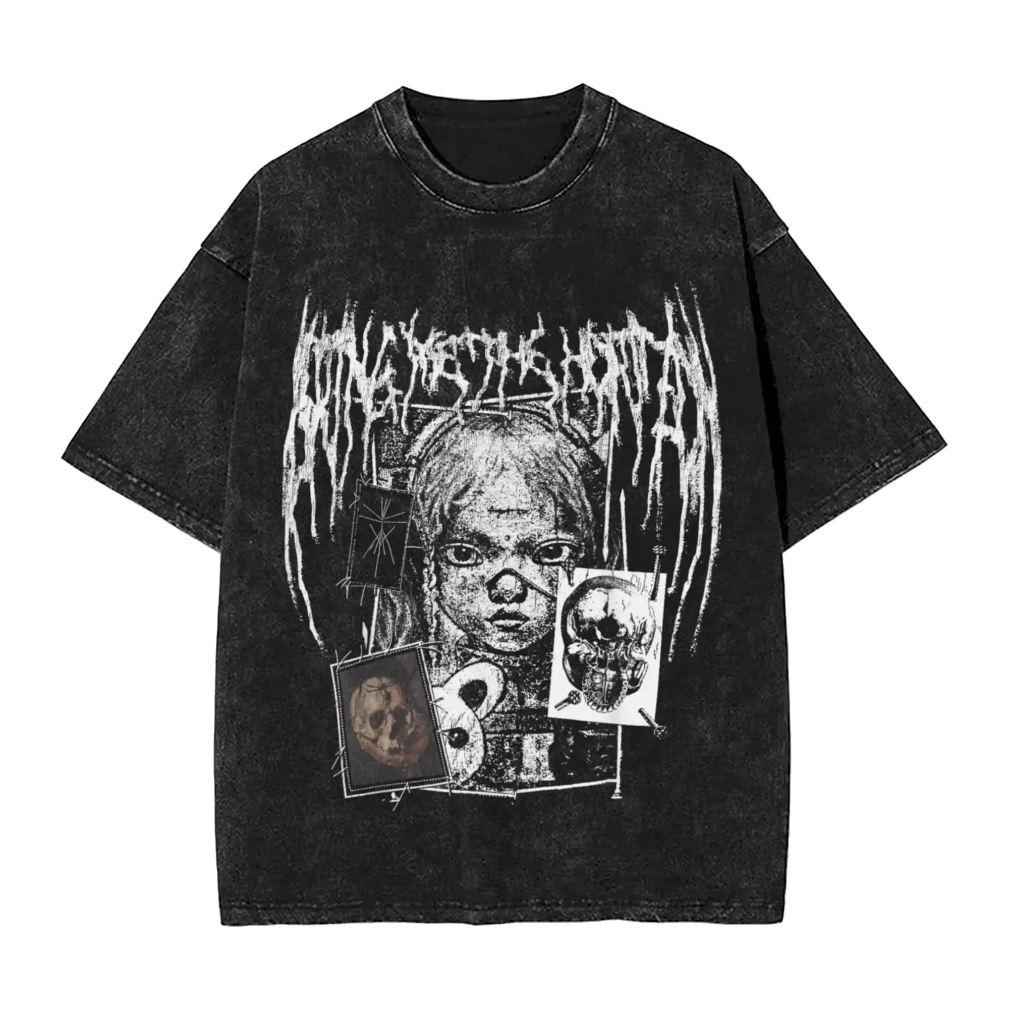 

Футболки для фанатов группы Bring Me The Horizon (BMTH) в винтажном стиле, с эффектом потертости, летние, свободного кроя, из хлопка.