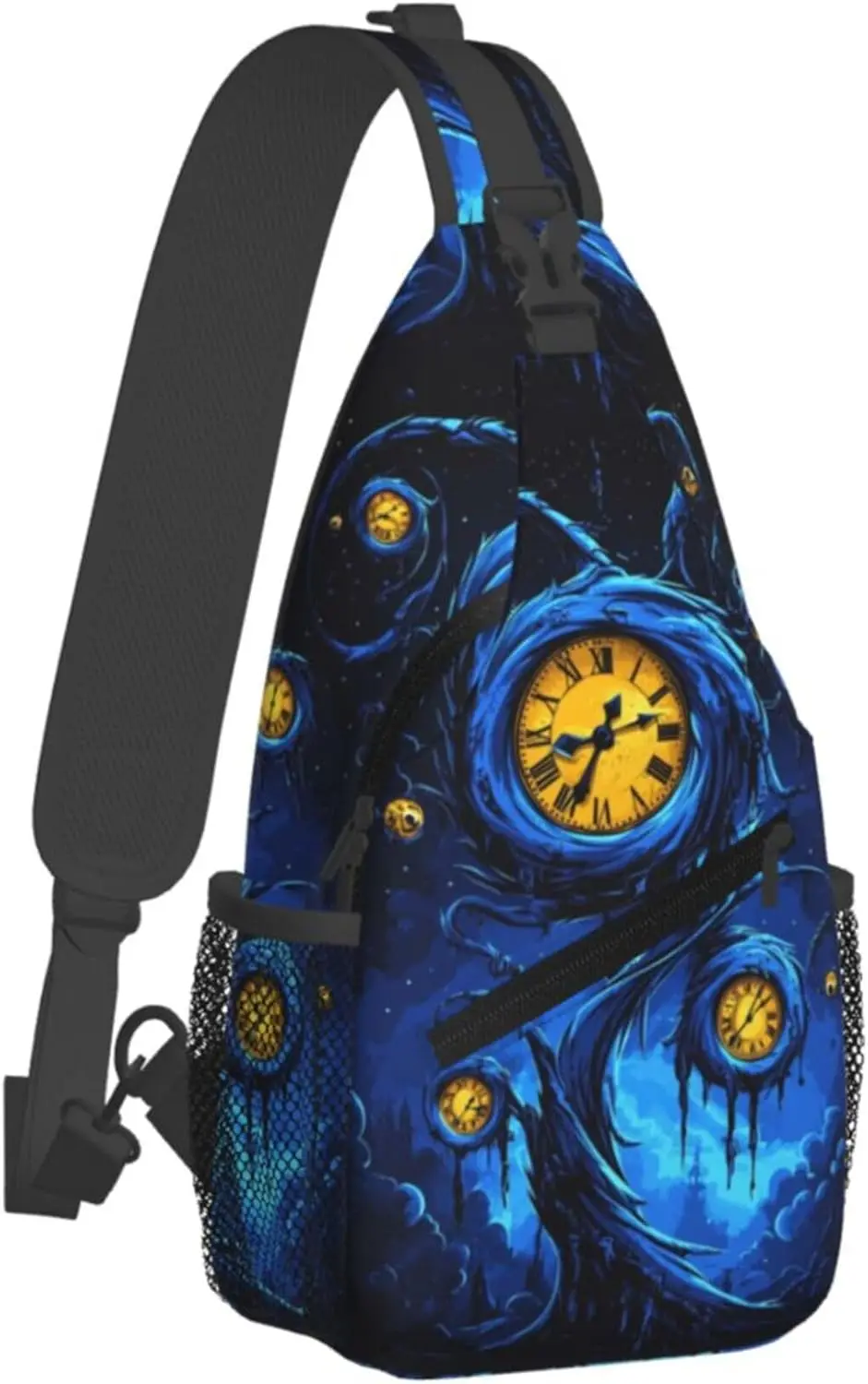 Time Tree Surreal Clock Sling Backpack Crossbody Bag, Chest Bag Daypack for Outdoors Hiking Traveling