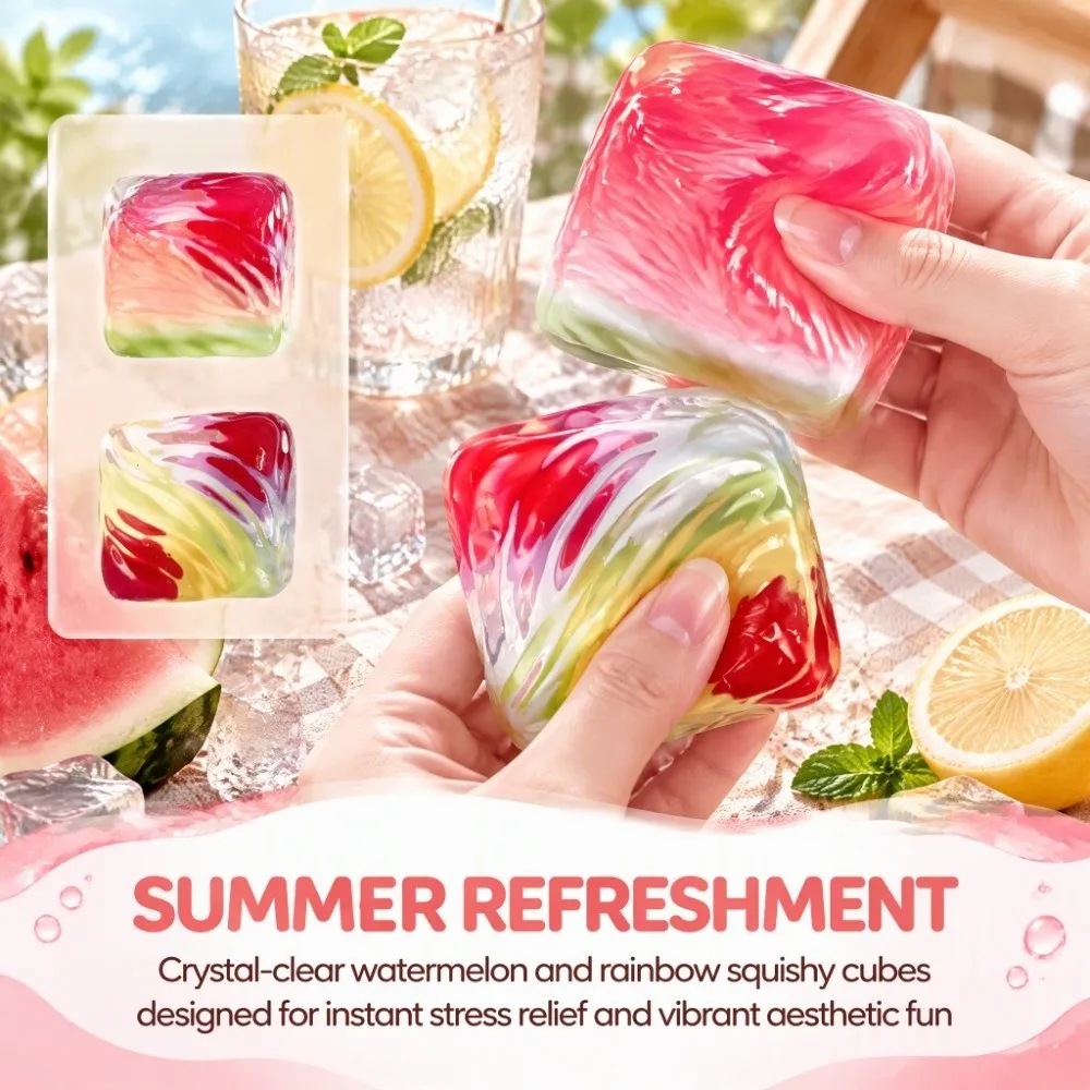 Sensory Ice Cube Ball Squeeze Slow Rebound Solid Mixed Colors Fidget Marbled Swirl Stretchable Squishy Ball Adults Gifts