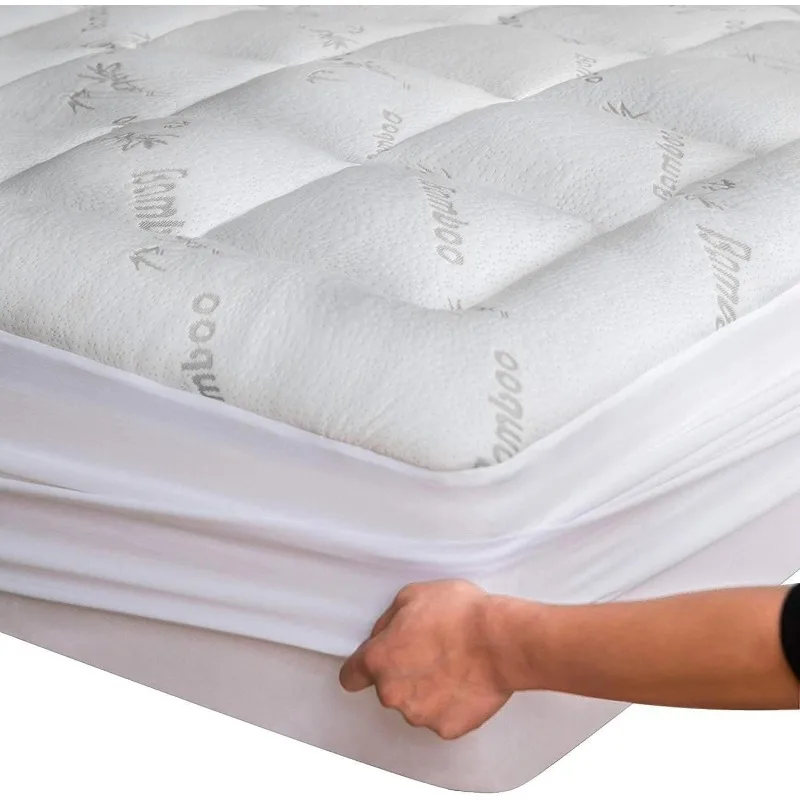 

Ultra Soft Mattress Topper - Viscose Made from Bamboo Pillow Top Mattress Pad for Back Pain Relief - Naturally