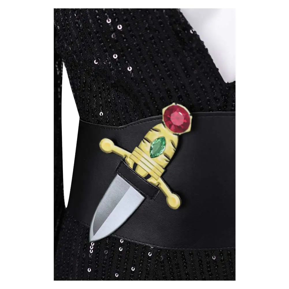 زيّ فيلم عشيقة سوداء للنساء ، تأثيري الفيلا ، فستان أسود مثير بالترتر ، تمويه ، تنكر للكبار ، ملابس خيالية